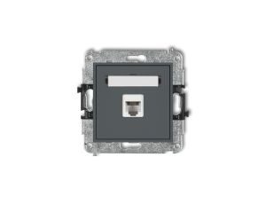 MINI Gniazdo telefoniczne pojedyncze 1xRJ11 4-stykowy beznarzędziowe grafitowy mat 28MGT-1