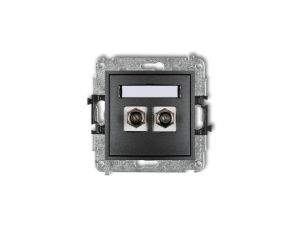 MINI Gniazdo antenowe podwójne typu F (SAT) niklowany grafitowy 11MGF-2