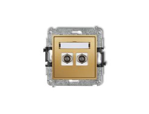 MINI Gniazdo antenowe podwójne typu F (SAT) pozłacany złoty 29MGF-2.1