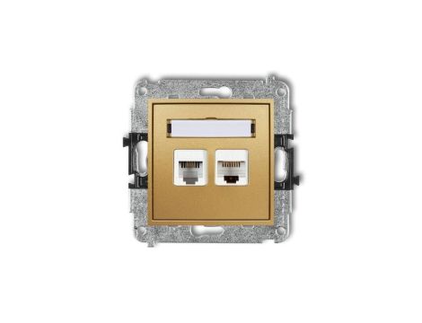 MINI Gniazdo telefoniczne RJ11 + gniazdo komputerowe RJ45 kat. 5e 8-stykowy beznarzędziowy złoty 29MGTK