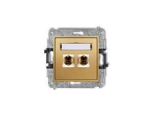 MINI Gniazdo głośnikowe pojedyncze (typu banan - czerwony i czarny pozłacany 4 mm2 do lutowania) złoty 29MGG-3