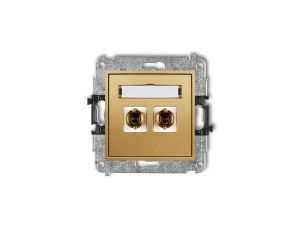 MINI Gniazdo głośnikowe pojedyncze (typu banan - czerwony i czarny pozłacany 4 mm2 skręcany) złoty 29MGG-4