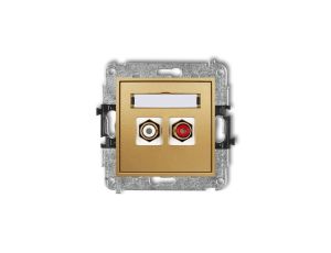 MINI Gniazdo podwójne RCA (typu cinch - biały i czerwony pozłacany) złoty 29MGRCA-2