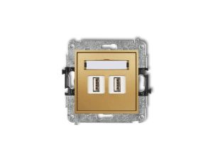 MINI Gniazdo podwójne 2xUSB-AA 2.0 złoty 29MGUSB-2