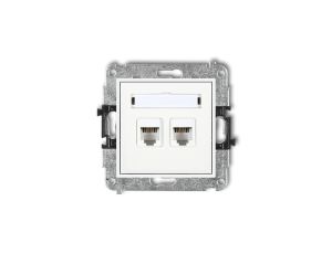 MINI Gniazdo telefoniczne podwójne 2xRJ11 4-stykowy beznarzędziowe biały MGT-2