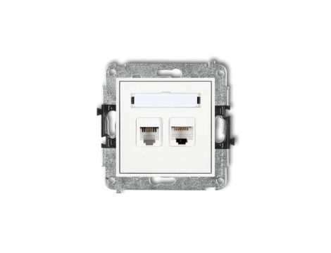 MINI Gniazdo telefoniczne RJ11 + gniazdo komputerowe RJ45 kat. 5e 8-stykowy beznarzędziowy białe MGTK