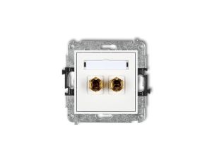 MINI Gniazdo głośnikowe pojedyncze (typu banan - czerwony i czarny pozłacany 4 mm2 skręcany) biały MGG-4