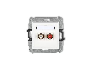 MINI Gniazdo podwójne RCA (typu cinch - biały i czerwony pozłacany) biały MGRCA-2