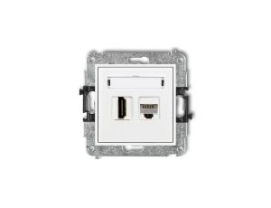 MINI Gniazdo pojedynczego HDMI + gniazdo komputerowe 1xRJ45 kat.5e 8-stykowy biały MGHK