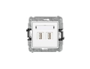 MINI Gniazdo podwójne 2xUSB-AA 2.0 białe MGUSB-2