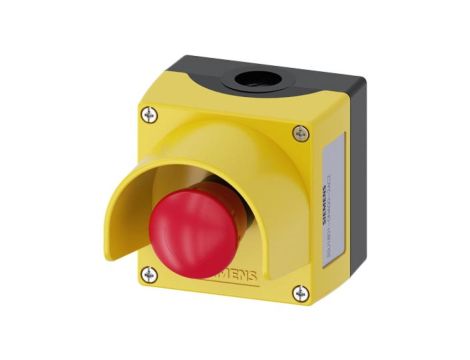 Kaseta z przyciskiem bezpieczeństwa 1R przez obrót żółta z kołnierzem IP69k SIRIUS ACT 3SU1801-0NA00-2AC2